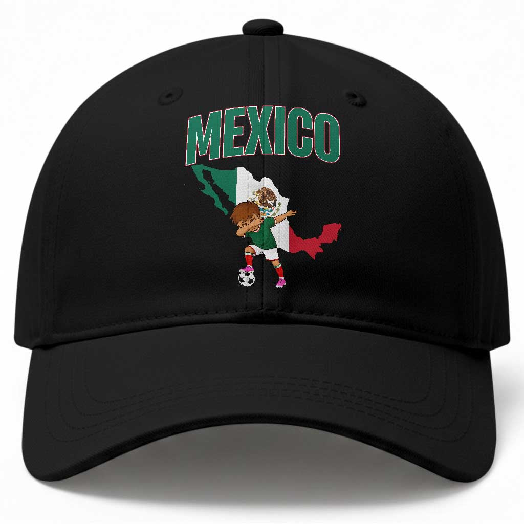 Mexico Soccer Boy Dabbing Boy Mexican Flag Map Baseball Cap TS14 Print Your Wear