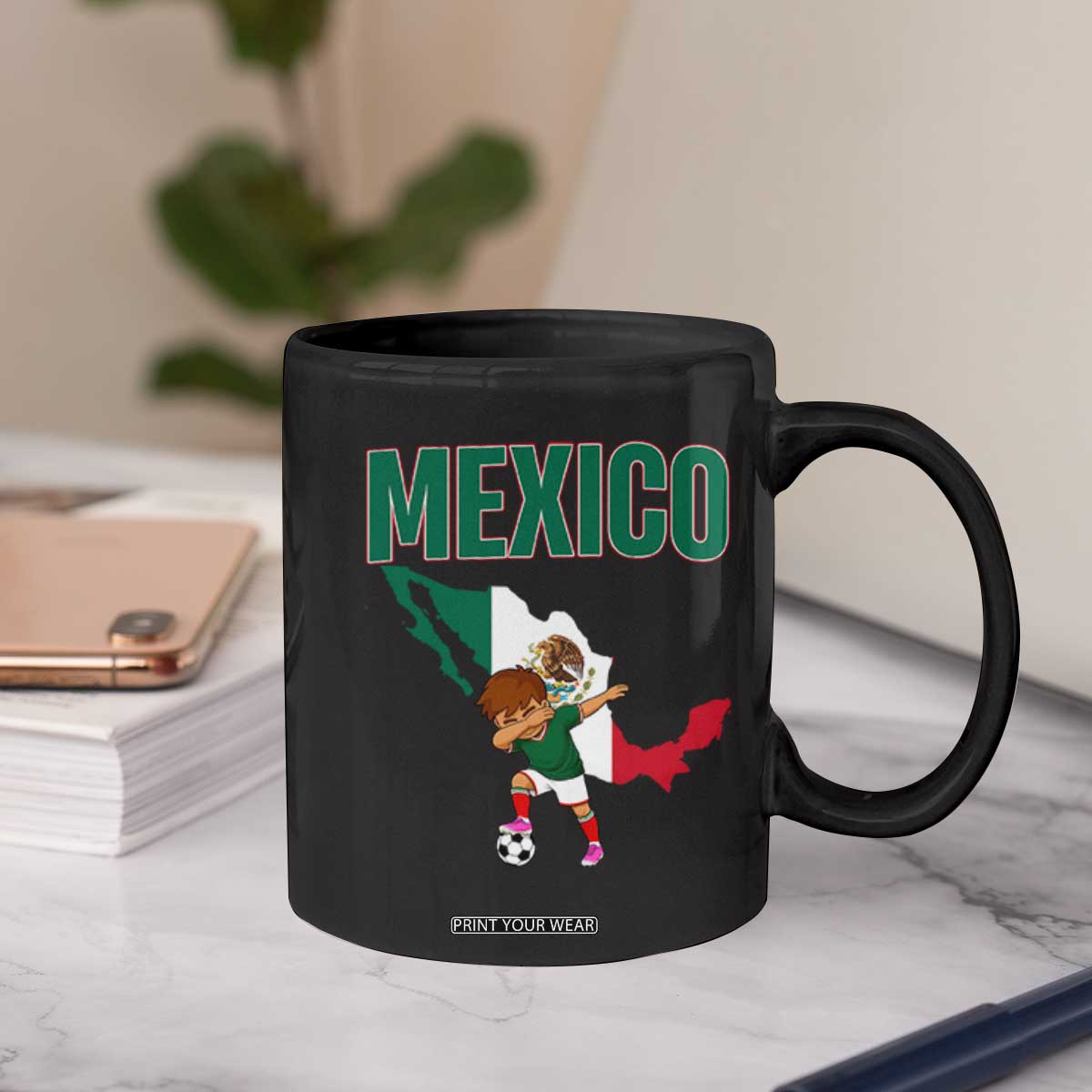 Mexico Soccer Boy Dabbing Boy Mexican Flag Map Coffee Mug TS14 Print Your Wear