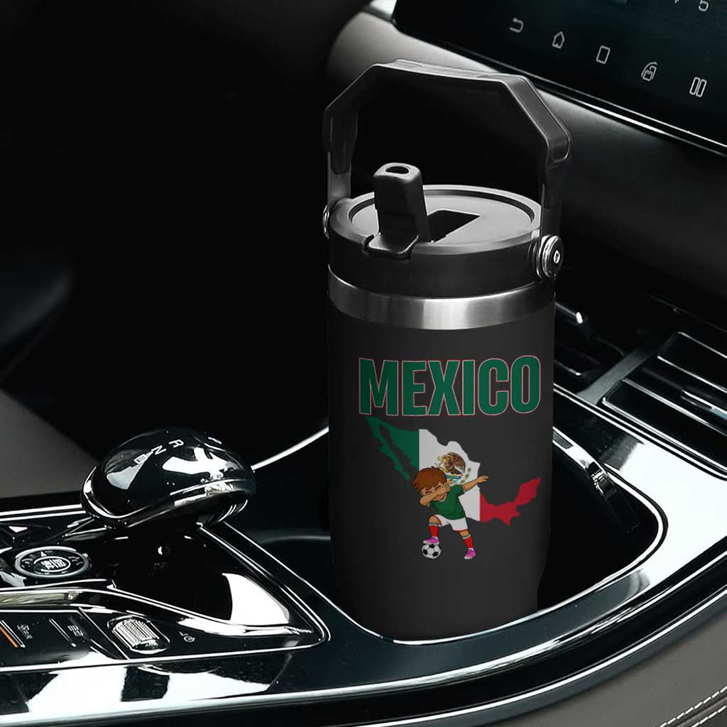 Mexico Soccer Boy Dabbing Boy Mexican Flag Map Flip Straw Tumbler TS14 Print Your Wear