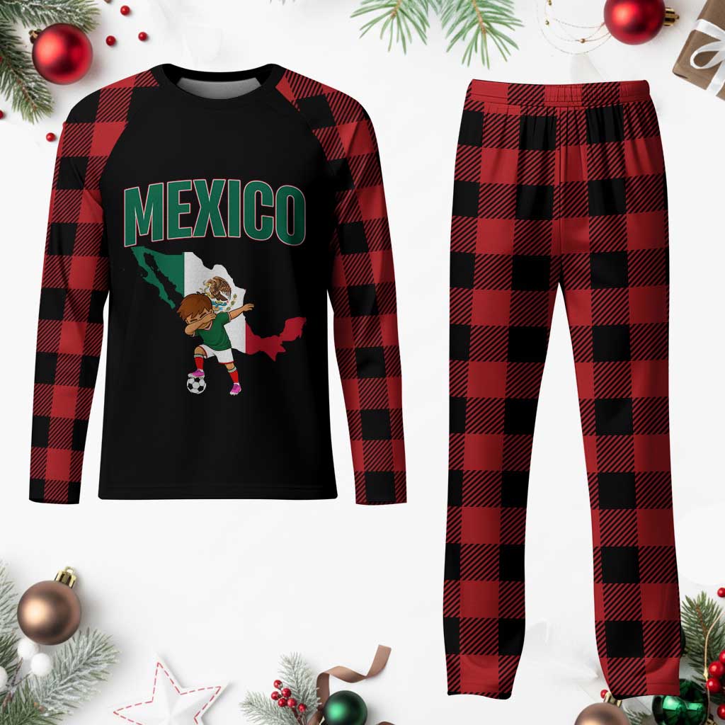Mexico Soccer Boy Dabbing Boy Mexican Flag Map Plaid Pajama Set TS14 Buffalo Plaid Print Your Wear