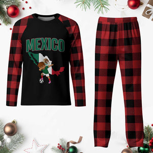 Mexico Soccer Boy Dabbing Boy Mexican Flag Map Plaid Pajama Set TS14 Buffalo Plaid Print Your Wear