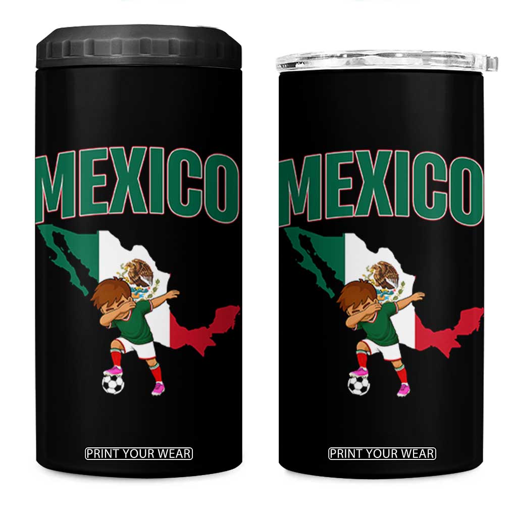 Mexico Soccer Boy Dabbing Boy Mexican Flag Map 4 in 1 Can Cooler Tumbler TS14 One Size: 16 oz Black Print Your Wear