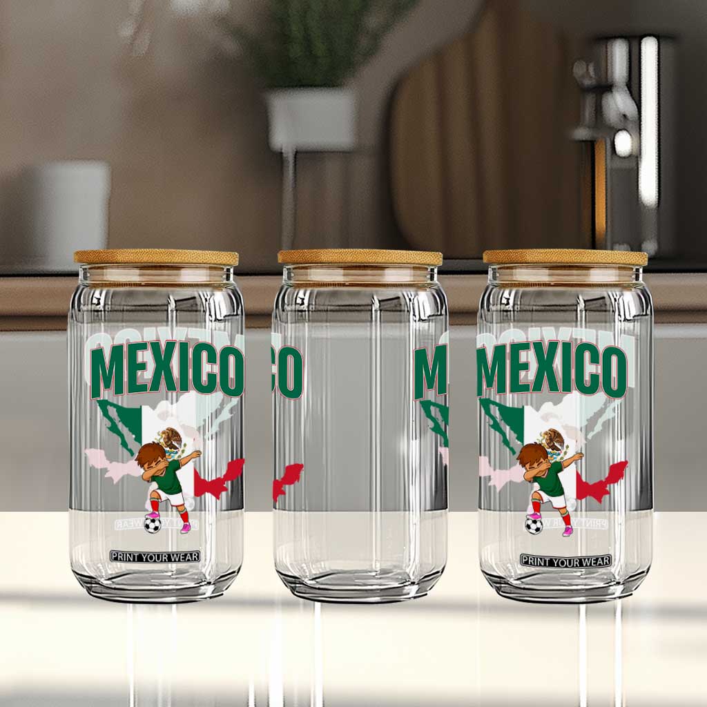 Mexico Soccer Boy Dabbing Boy Mexican Flag Map Glass Can TS14 Print Your Wear