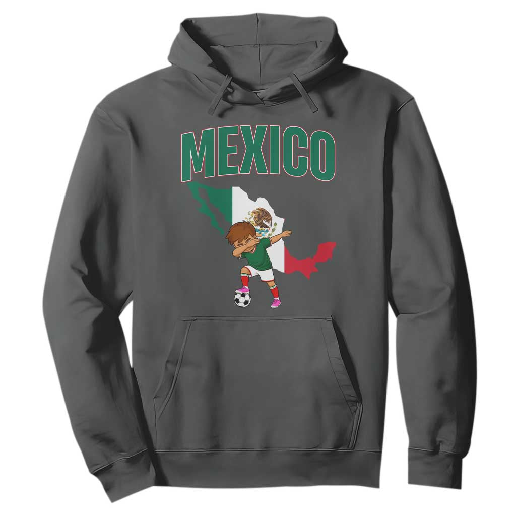 Mexico Soccer Boy Dabbing Boy Mexican Flag Map Hoodie TS14 Dark Heather Print Your Wear