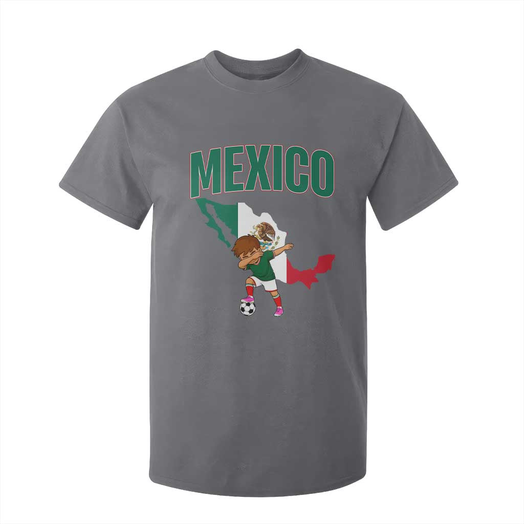 Mexico Soccer Boy Dabbing Boy Mexican Flag Map T Shirt For Kid TS14 Charcoal Print Your Wear