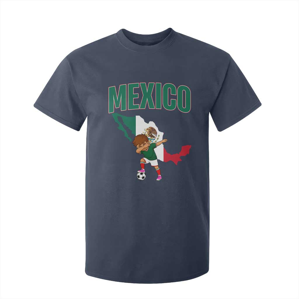 Mexico Soccer Boy Dabbing Boy Mexican Flag Map T Shirt For Kid TS14 Navy Print Your Wear