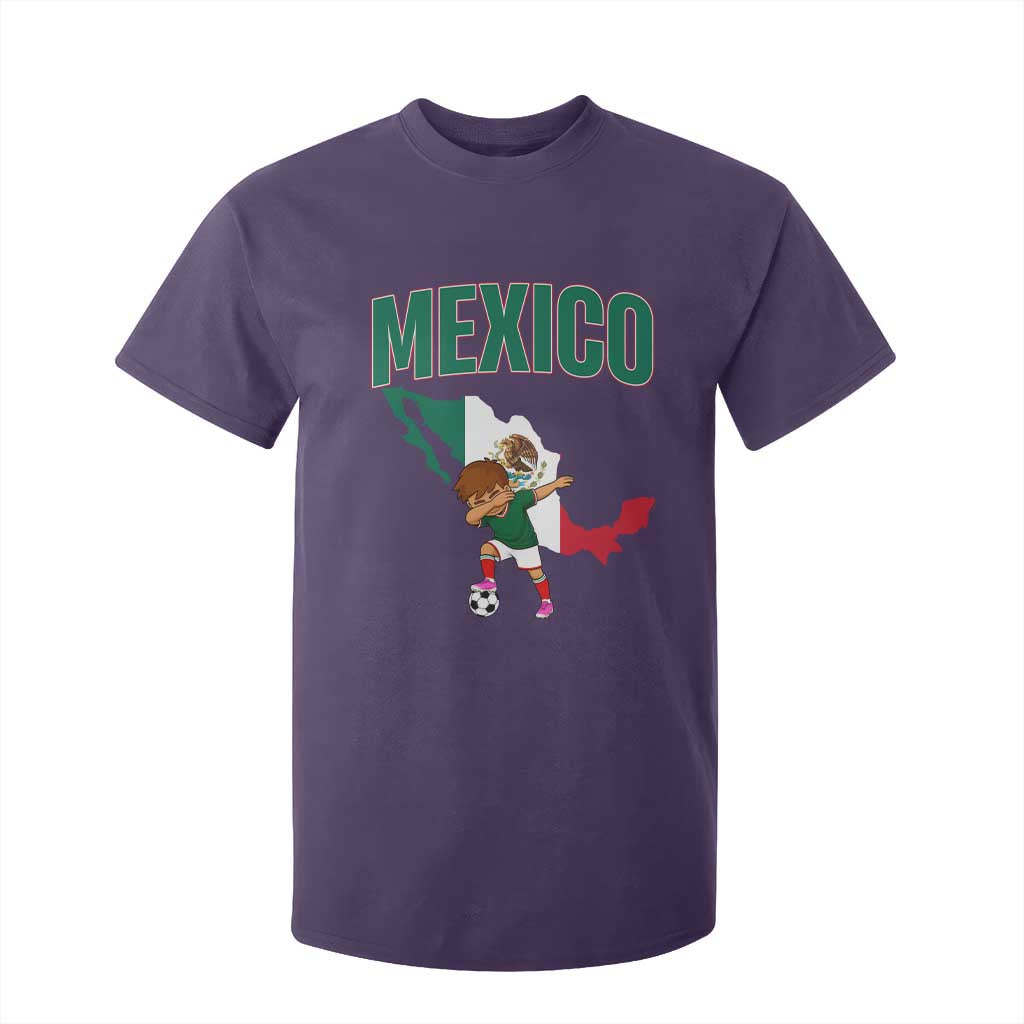 Mexico Soccer Boy Dabbing Boy Mexican Flag Map T Shirt For Kid TS14 Purple Print Your Wear