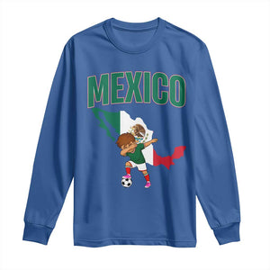 Mexico Soccer Boy Dabbing Boy Mexican Flag Map Long Sleeve Shirt TS14 Royal Blue Print Your Wear