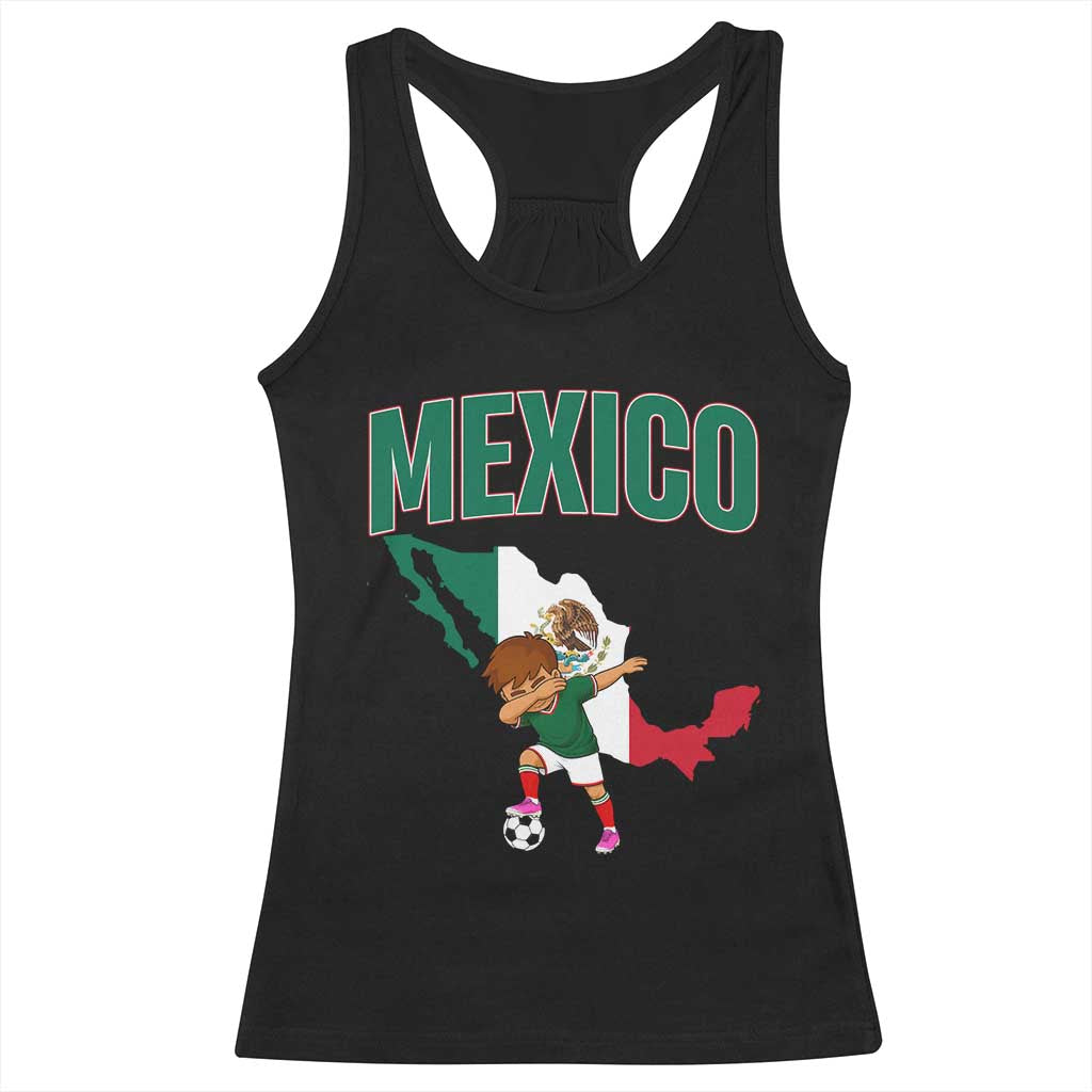 Mexico Soccer Boy Dabbing Boy Mexican Flag Map Racerback Tank Top TS14 Black Print Your Wear