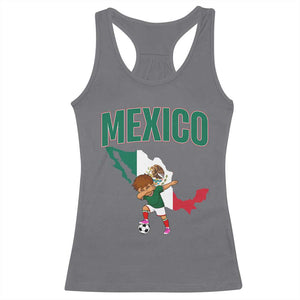 Mexico Soccer Boy Dabbing Boy Mexican Flag Map Racerback Tank Top TS14 Charcoal Print Your Wear