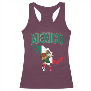 Mexico Soccer Boy Dabbing Boy Mexican Flag Map Racerback Tank Top TS14 Maroon Print Your Wear