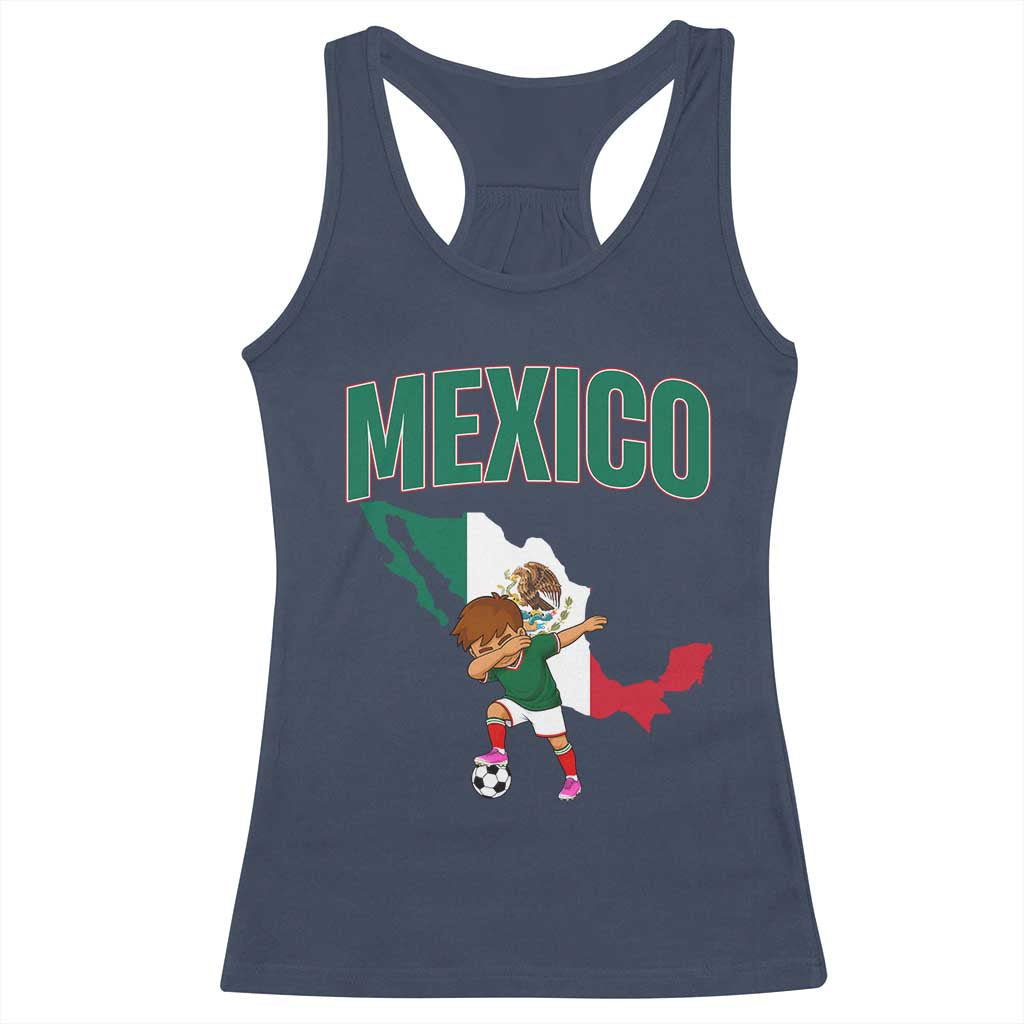 Mexico Soccer Boy Dabbing Boy Mexican Flag Map Racerback Tank Top TS14 Navy Print Your Wear
