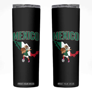 Mexico Soccer Boy Dabbing Boy Mexican Flag Map Skinny Tumbler TS14 Black Print Your Wear