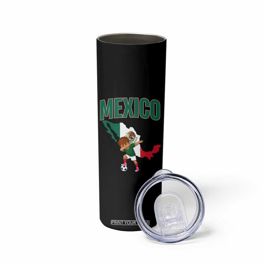 Mexico Soccer Boy Dabbing Boy Mexican Flag Map Skinny Tumbler TS14 Print Your Wear