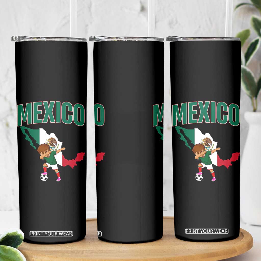 Mexico Soccer Boy Dabbing Boy Mexican Flag Map Skinny Tumbler TS14 Print Your Wear