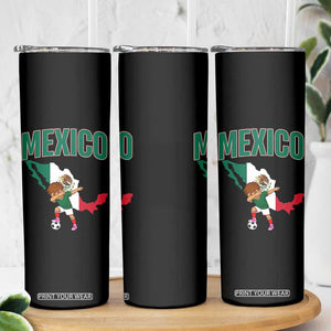 Mexico Soccer Boy Dabbing Boy Mexican Flag Map Skinny Tumbler TS14 Print Your Wear