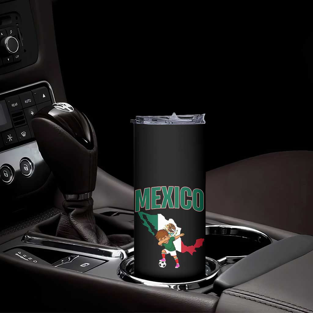 Mexico Soccer Boy Dabbing Boy Mexican Flag Map Skinny Tumbler TS14 Print Your Wear