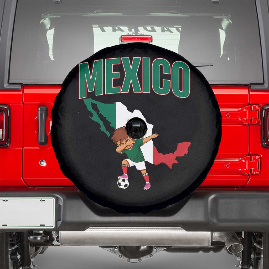 Mexico Soccer Boy Dabbing Boy Mexican Flag Map Spare Tire Cover TS14 Black Print Your Wear