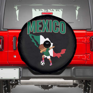 Mexico Soccer Boy Dabbing Boy Mexican Flag Map Spare Tire Cover TS14 Black Print Your Wear