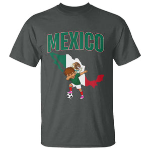 Mexico Soccer Boy Dabbing Boy Mexican Flag Map T Shirt TS14 Dark Heather Print Your Wear