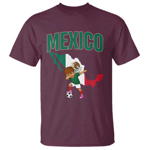 Mexico Soccer Boy Dabbing Boy Mexican Flag Map T Shirt TS14 Maroon Print Your Wear