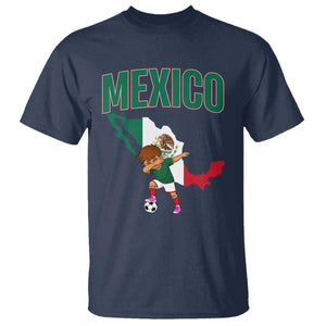 Mexico Soccer Boy Dabbing Boy Mexican Flag Map T Shirt TS14 Navy Print Your Wear