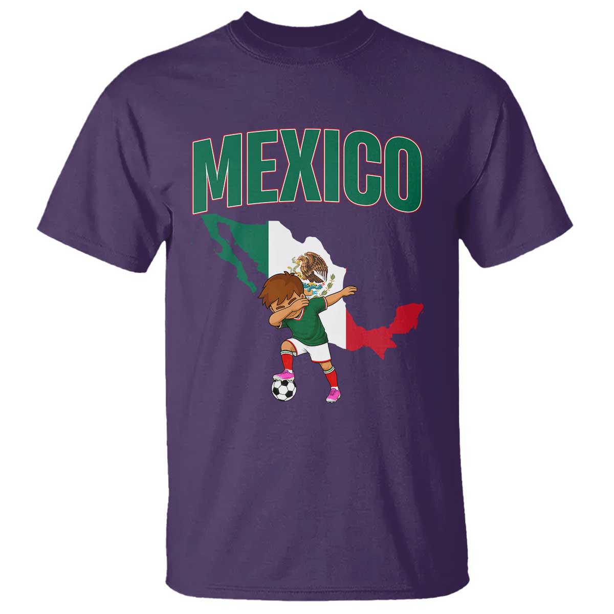 Mexico Soccer Boy Dabbing Boy Mexican Flag Map T Shirt TS14 Purple Print Your Wear