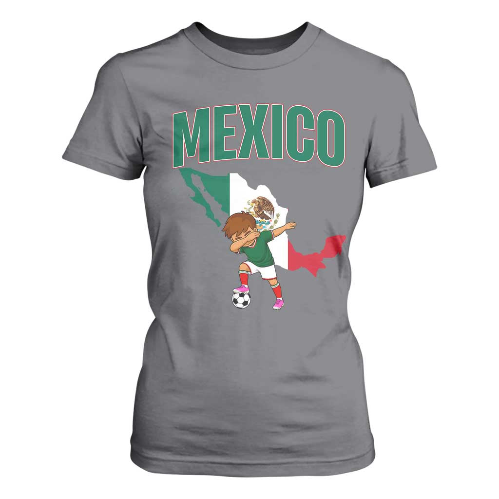 Mexico Soccer Boy Dabbing Boy Mexican Flag Map T Shirt For Women TS14 Charcoal Print Your Wear