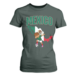 Mexico Soccer Boy Dabbing Boy Mexican Flag Map T Shirt For Women TS14 Dark Forest Green Print Your Wear