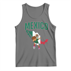 Mexico Soccer Boy Dabbing Boy Mexican Flag Map Tank Top TS14 Black Heather Print Your Wear