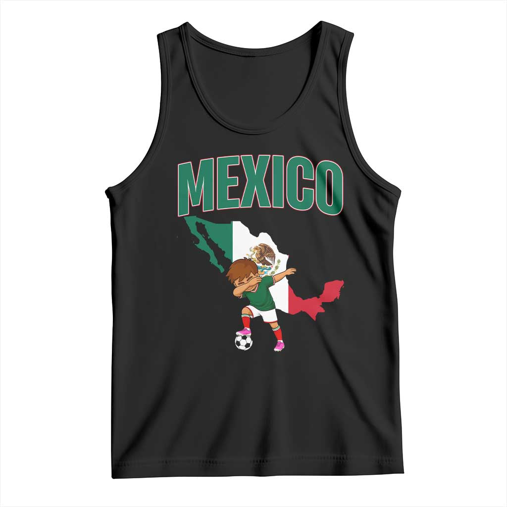 Mexico Soccer Boy Dabbing Boy Mexican Flag Map Tank Top TS14 Black Print Your Wear