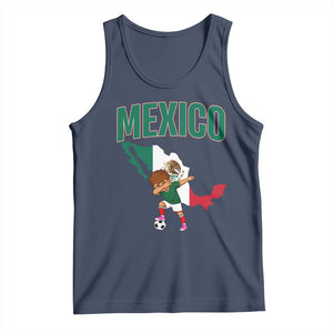 Mexico Soccer Boy Dabbing Boy Mexican Flag Map Tank Top TS14 Navy Print Your Wear