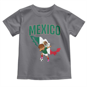 Mexico Soccer Boy Dabbing Boy Mexican Flag Map Toddler T Shirt TS14 Charcoal Print Your Wear