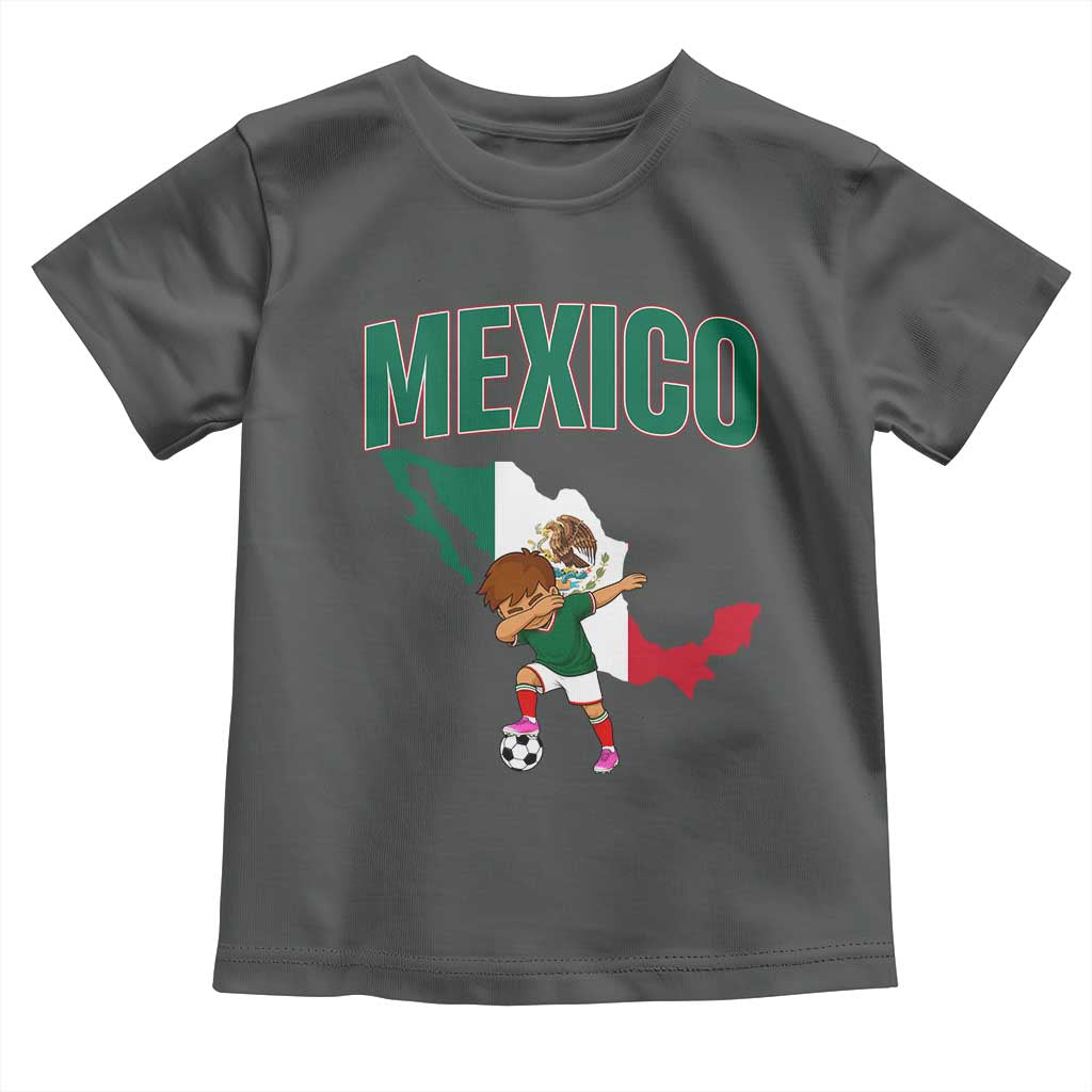 Mexico Soccer Boy Dabbing Boy Mexican Flag Map Toddler T Shirt TS14 Dark Heather Print Your Wear