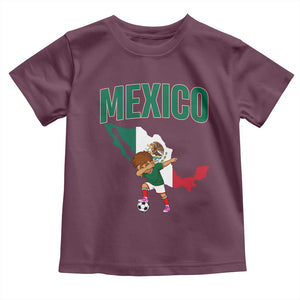Mexico Soccer Boy Dabbing Boy Mexican Flag Map Toddler T Shirt TS14 Maroon Print Your Wear
