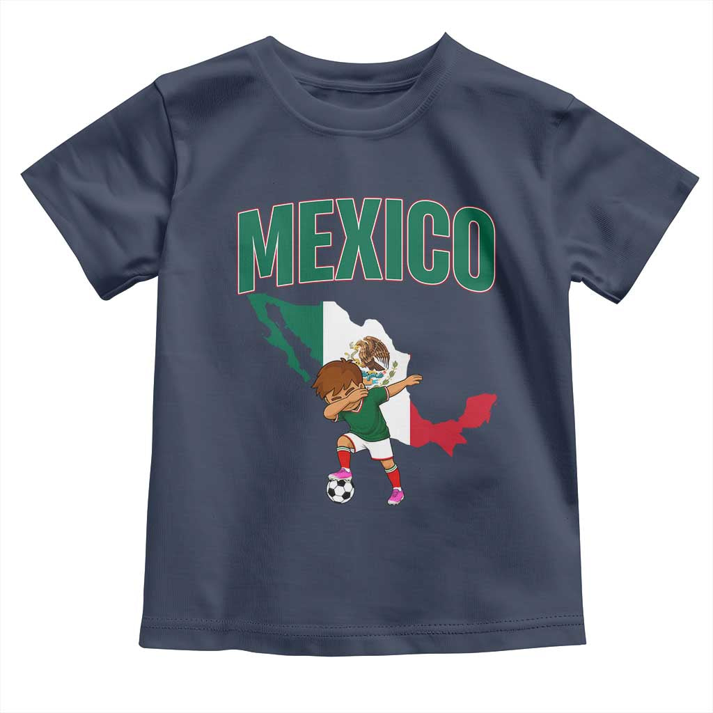 Mexico Soccer Boy Dabbing Boy Mexican Flag Map Toddler T Shirt TS14 Navy Print Your Wear
