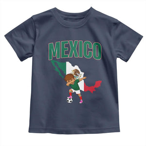 Mexico Soccer Boy Dabbing Boy Mexican Flag Map Toddler T Shirt TS14 Navy Print Your Wear