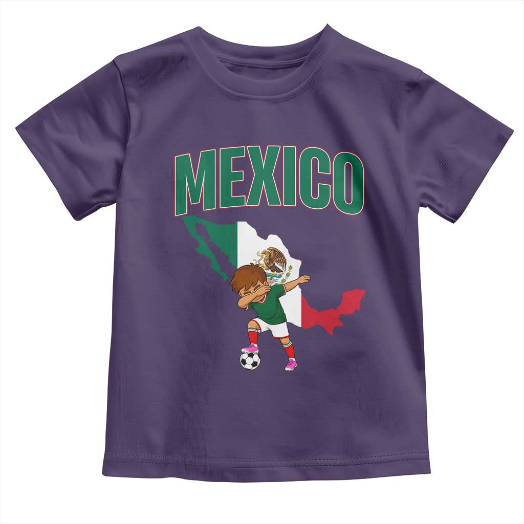 Mexico Soccer Boy Dabbing Boy Mexican Flag Map Toddler T Shirt TS14 Purple Print Your Wear