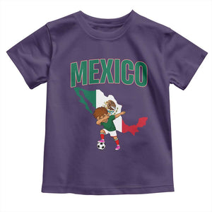Mexico Soccer Boy Dabbing Boy Mexican Flag Map Toddler T Shirt TS14 Purple Print Your Wear