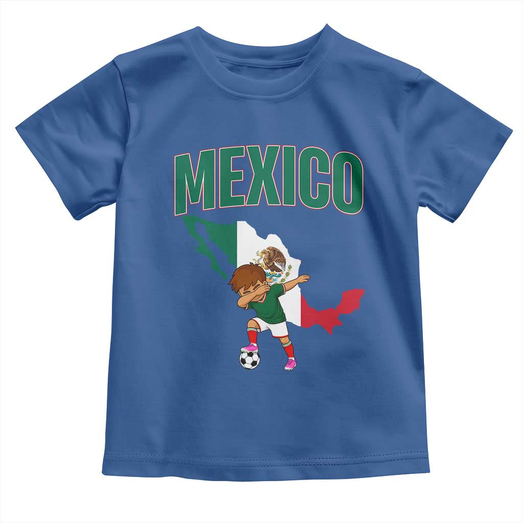 Mexico Soccer Boy Dabbing Boy Mexican Flag Map Toddler T Shirt TS14 Royal Blue Print Your Wear