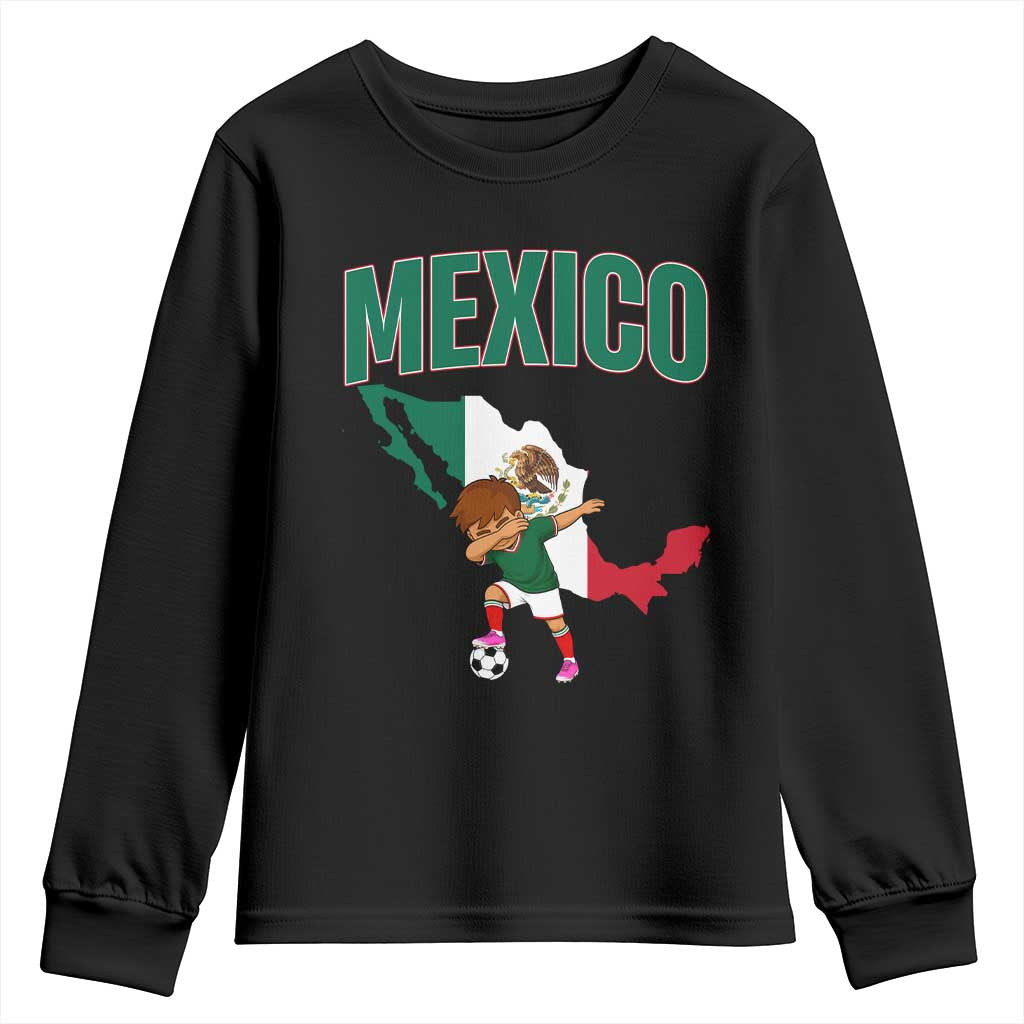 Mexico Soccer Boy Dabbing Boy Mexican Flag Map Youth Sweatshirt TS14 Black Print Your Wear