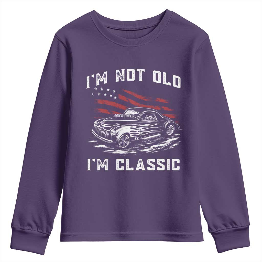 I'm Not Old I'm Classic Youth Sweatshirt 1941 American Classic Hotrod TS14 Purple Print Your Wear