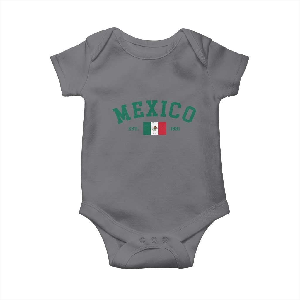 Mexico Mexican Flag Vintage Pride Baby Onesie TS14 Charcoal Print Your Wear