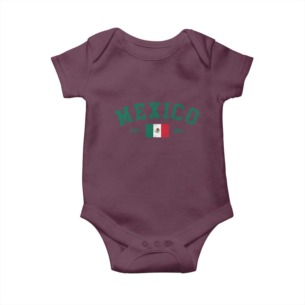 Mexico Mexican Flag Vintage Pride Baby Onesie TS14 Maroon Print Your Wear