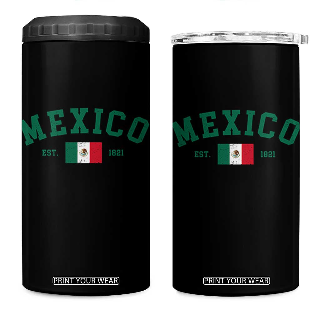 Mexico Mexican Flag Vintage Pride 4 in 1 Can Cooler Tumbler TS14 One Size: 16 oz Black Print Your Wear