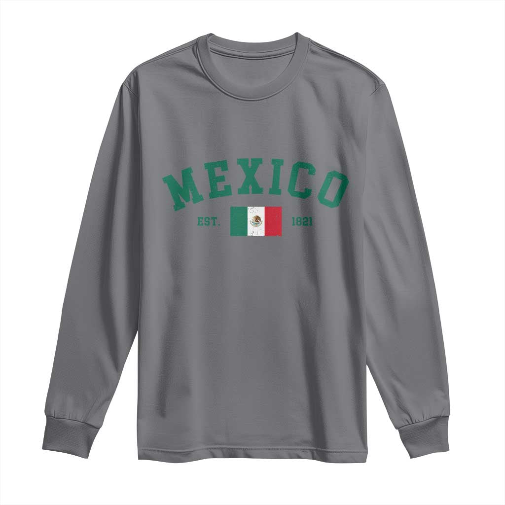 Mexico Mexican Flag Vintage Pride Long Sleeve Shirt TS14 Charcoal Print Your Wear