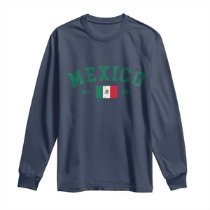 Mexico Mexican Flag Vintage Pride Long Sleeve Shirt TS14 Navy Print Your Wear