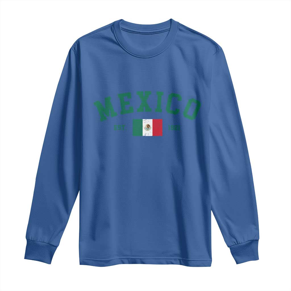 Mexico Mexican Flag Vintage Pride Long Sleeve Shirt TS14 Royal Blue Print Your Wear