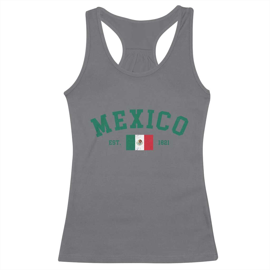 Mexico Mexican Flag Vintage Pride Racerback Tank Top TS14 Charcoal Print Your Wear