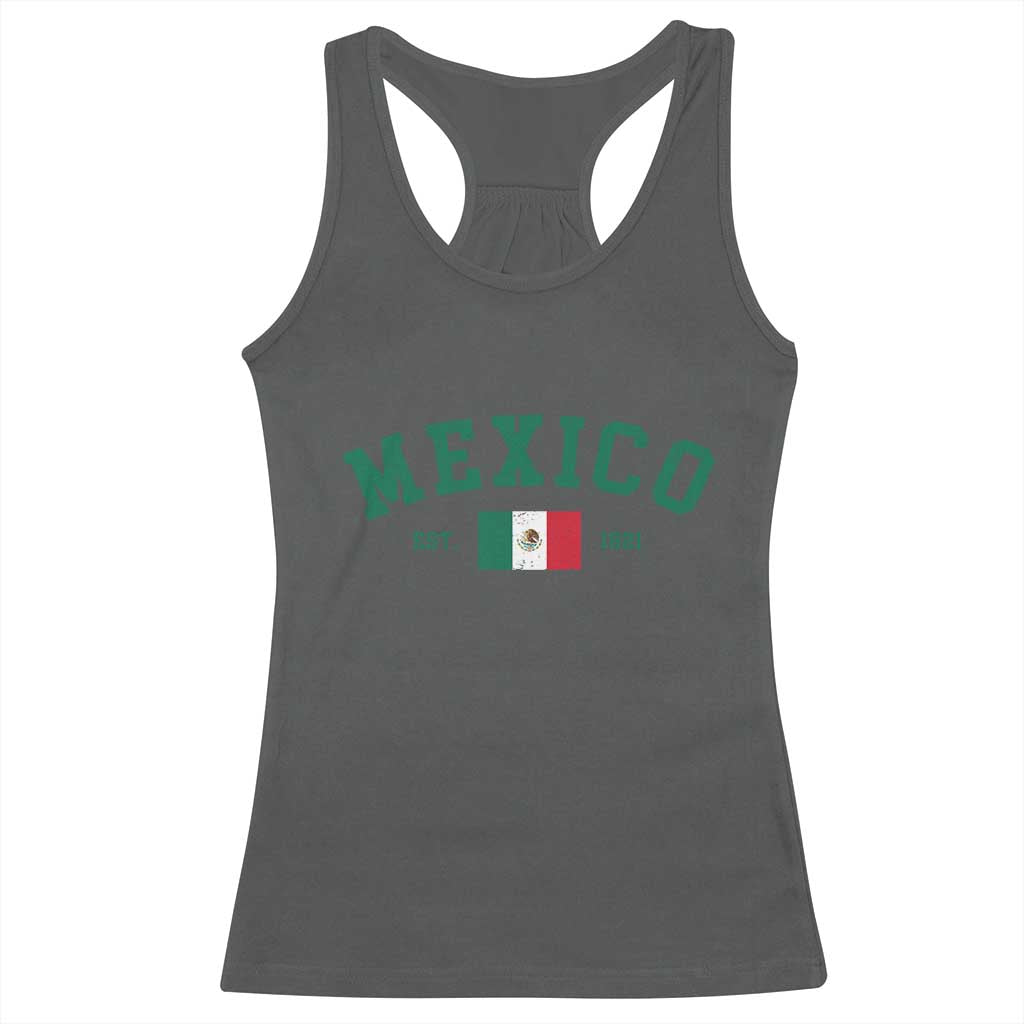 Mexico Mexican Flag Vintage Pride Racerback Tank Top TS14 Dark Heather Print Your Wear
